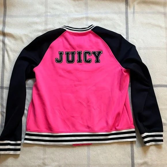 Juicy Couture Retro Pink and Black Bomber Jacket - Picture 2 of 11